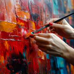 hand with paintbrush
