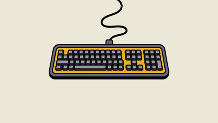 Stylish Wired Computer Keyboard Peripheral Device Illustration Vector illustration