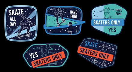 Hand drawn skateboarding elements seamless pattern. Skate background. Skateboarding doodle illustration. Vector illustration.