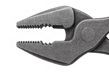 Pliers featuring textured metal and serrated jaws, ideal for various gripping and fastening applications. Transparent background