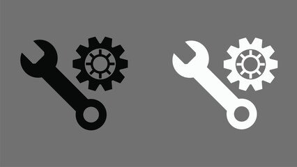 Wrench and Cogwheel Gear Icon for Engineering and Settings Apps Vector illustration