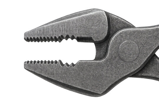 Pliers featuring textured metal and serrated jaws, ideal for various gripping and fastening applications. Transparent background