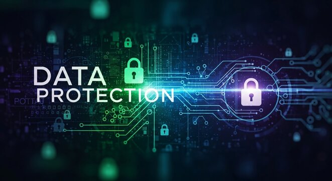 Indian Data Protection Act Cybersecurity Locks Privacy Digital Security Technology Event Scene Concept