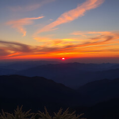Majestic Sunset Over the Mountain Ranges