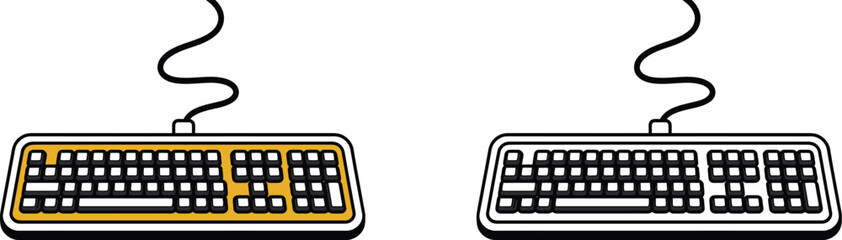 Detailed Outline of Computer Keyboard for Typing and Data Entry Vector illustration