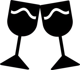 Champagne glasses toasting icon. Glasses clinking vector icon. Vector graphic, not Artificial Intelligence, logo illustration. Replaceable vector design.