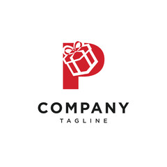 Fototapeta premium Letter P Gift Box Logo Icon Vector
