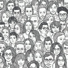 seamless pattern of people