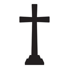 Christian grave cross silhouette icon.