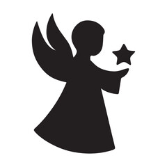 Angel Holding Star Silhouette Icon