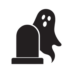 Ghost and Tombstone Silhouette Icon