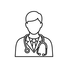 Professional doctor icon with stethoscope for healthcare and medical concepts
