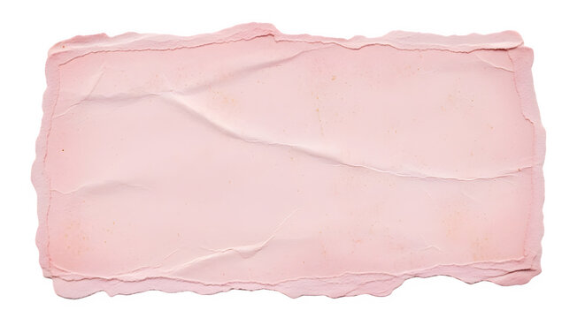 A rectangular piece of pink paper with rough edges and visible creases on a black background - Powered by Adobe
