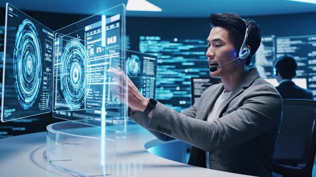 3230155 824 call centre agent in headset using ai technology 24837342 1