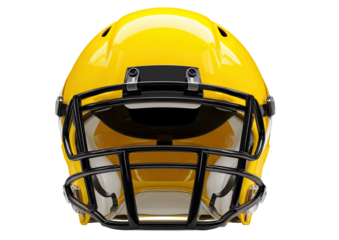 Shiny, yellow football helmet with a black facemask