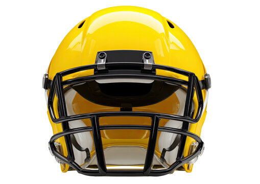 Shiny, yellow football helmet with a black facemask