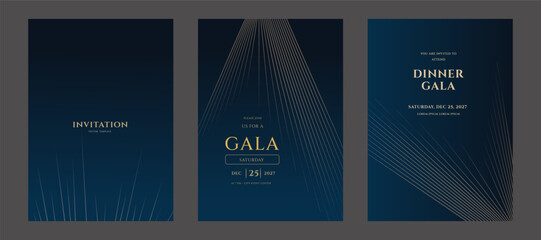 Elegant Dinner Gala Invitation Template  Navy Gold, Dec 25, 2027
