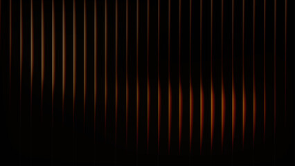 Fluted Glass Stripe Background, Elegant wavy vertical lines with golden glow on dark for posters covers and web
