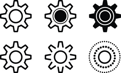 Gear Icons Set Cogwheel Mechanics Settings Tools Machine Parts vector illustration