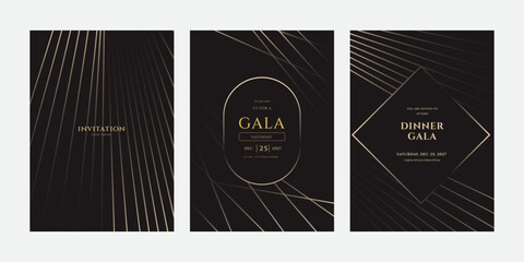 Elegant Black Gold Gala Invitation Card Set  December 25, 2027