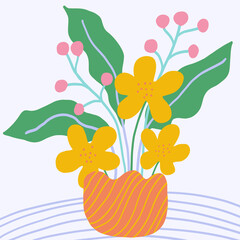 Colorful Floral Illustration in Modern Flat Style