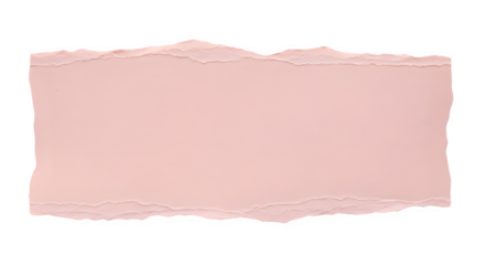 A piece of light pink paper with torn edges isolated on a black background in a horizontal format