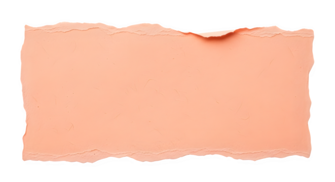 A torn piece of light orange paper with rough edges isolated on black background studio shot close up view