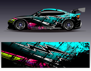 Car wrap design vector. Graphic abstract stripe racing background designs for vehicle, rally, race, adventure and car racing livery