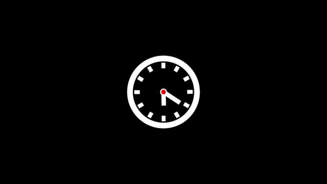 Clock Icon Animation, time management motion graphic, minimalistic clock design, ticking clock animation, digital timer concept.