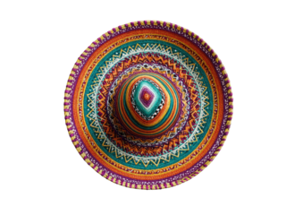 Vibrant, ornate, concentric patterned round hat