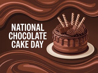 Celebrate national chocolate cake day with a deliciously decadent chocolate cake illustration