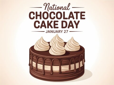 Celebrate national chocolate cake day on january 27th with a deliciously decorated chocolate cake illustration - Powered by Adobe