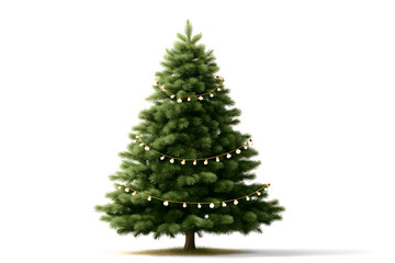 Christmas tree with ornaments hanging hyperrealistic, isolate on white background