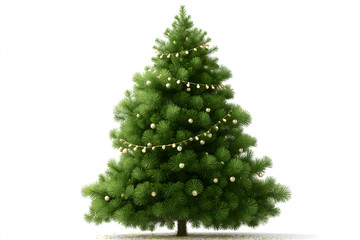 Christmas tree with ornaments hanging hyperrealistic, isolate on white background