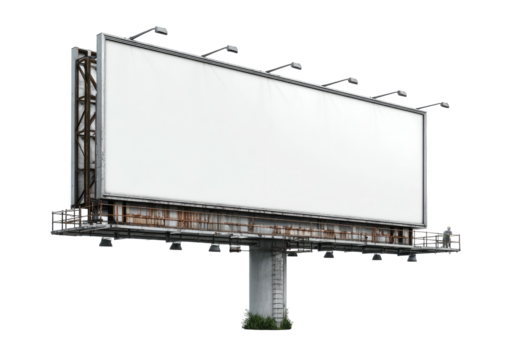 Blank billboard, elevated, rust and ladder