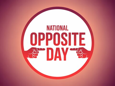 Celebrate national opposite day with a fun and playful design featuring bold text and hands - Powered by Adobe