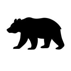 クマのシンプルなシルエット イラスト 出没注意 看板用 モノクロ　熊