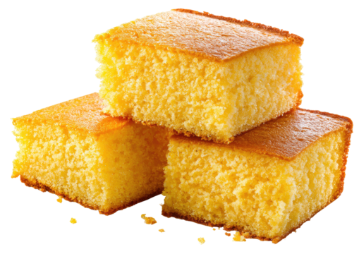 Stack of golden cornbread squares