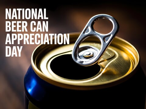 Celebrate national beer can appreciation day with a close up view of an opened aluminum beer can