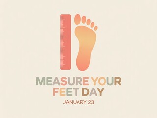 Measure your feet day graphic with a ruler and footprint illustration promoting foot health awareness