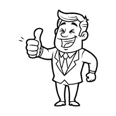 Fototapeta premium Joyful businessman with big smile and thumbs up, isolated on transparent