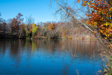 Fall Leaves over Pond
