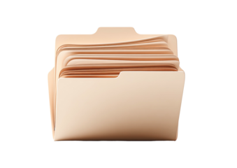 Open manila folder with papers, slightly angled view