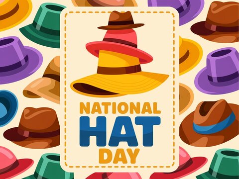 Celebrate national hat day with a vibrant collection of diverse headwear and festive designs - Powered by Adobe