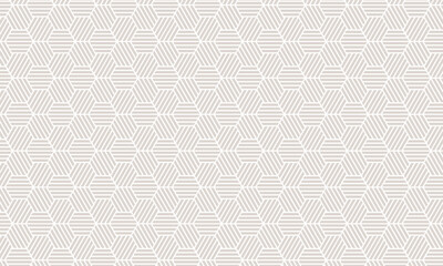 6本のラインが入った六角形が回転して並ぶ茶色いハニカム模様