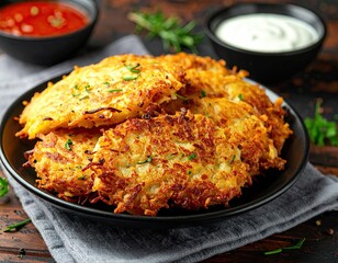 Crispy Potato Pancakes with Dips