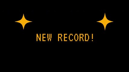 A vibrant pixel art animation announces a new record with sparkling stars on a black background. 4K video animation for video game. - Powered by Adobe