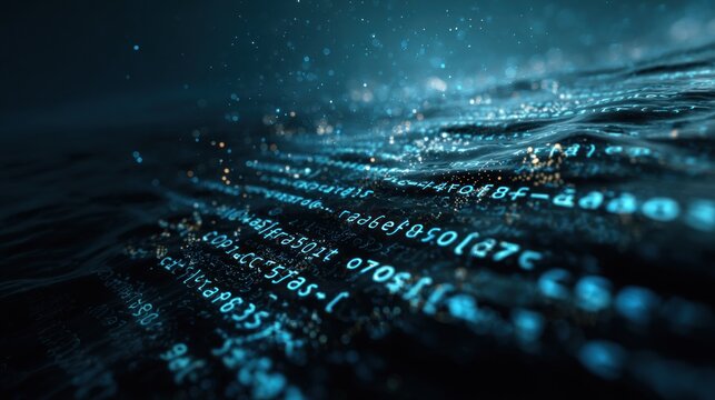 A mesmerizing digital ocean with flowing data patterns, blending technology and nature in a captivating visual representation. - Powered by Adobe