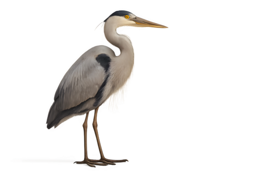Elegant heron standing tall, perfect for nature designs, wildlife illustrations, and calm, serene visuals, embodying grace and peaceful imagery.