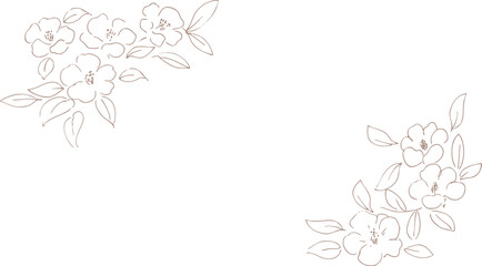 正月イラスト。年賀状にも使える椿の線画イラスト。和風の椿と植物のイラスト。椿の正月背景。
New Year's illustration. A line drawing of a camellia that can also be used for New Year's cards. Japanese-style camellia and plant illustration. Camellia 
